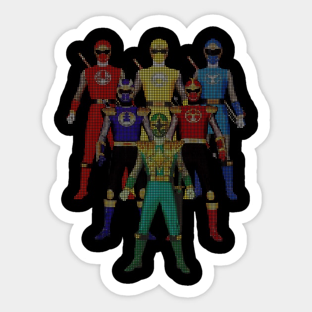 NINJA STORM RED, YELLOW, BLUE, NAVY, CRIMSON & GREEN POWER RANGERS NINJA STORM Sticker by TSOL Games